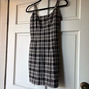 French Kyss Black and White Plaid Mini Dress. SB3
